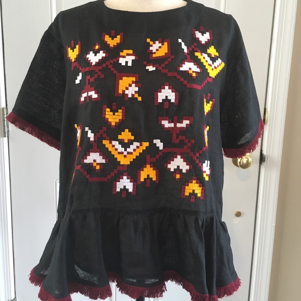 March 11 embroidered bohemian shirt Sz S